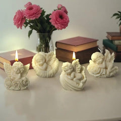 RKPM HOMES Baby Angel Candle Mold I 3D Fondant Shell Angels Shape Silicone Scented Epoxy Mould I for DIY Handmade Ornament Cake Décor Aromatherapy Soap Plaster Resin Art Craft Making Home Decoration (B)