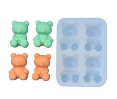 RKPM HOMES Teddy Bear Shape Chocolate Mold I 3D Fondant Bears Silicone Epoxy Cupcake Mold I for DIY Handmade Cake Décor Candy Ice Cube Polymer Clay Gummy Muffin Soap Resin Candle Making – 4 Cavity