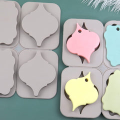 RKPM HOMES Aromatherapy Wax Mold | Rectangle & Arrow Shape Fondant Silicone Mould with Hanging Hole | Dried Flowers Resin Soap Clay Craft Jewelry Making Molds DIY Pendant Necklace | Grey - 4 Cavity