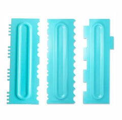 RKPM HOMES Plastic Saw Tooth Cake Scraper Set, Decorating Comb & Icing Smoother Tool Scraper, DIY Icing Decorating Spatula Decorating Mousse Butter Cream (Blue Scraper 3 Pcs)