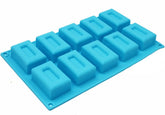 RKPM HOMES Soap Molds I 3D Fondant Rectangle Border Shape Silicone Mould I Handmade Sharp Soap Making Forms I for Bath Bombs Shower Steamer Lotion Bars Cake Baking Candle Tray - 10 Cavity
