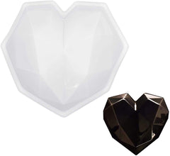 RKPM HOMES Diamond Heart Love Mousse Cake Mold Trays, Silicone Baking Pan-Food Grade & BPA Free-Not Sticky Mould Suitable for Mousse,Chocolate Brownie,Cheesecake,Jelly,Ice Cream (Diamond Plane Mold)