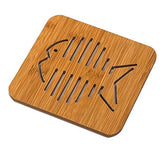 RKPM Hollow Wooden Coasters Kitchen Cutlery Thick Anti-Scalding Insulation Mat Placemats Non-Slip Pot Dish Mat 6 Pcs Big Fish