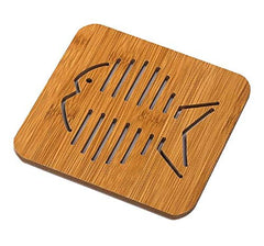 RKPM Hollow Wooden Coasters Kitchen Cutlery Thick Anti-Scalding Insulation Mat Placemats Non-Slip Pot Dish Mat 4 Pcs Big Fish