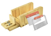 RKPM HOMES Adjustable Wooden Soap Cutter Mold with Stainless Steel Wavy & Straight Cutter Slicer I Soap Making Cutting Mold Kit I for Homemade DIY Lotion Bar, Biscuit, Chocolate, Muffins Making – Set of 3 Pcs