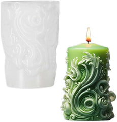 RKPM HOMES Wonderful World Spiral Pattern Candle Mold I 3D Snowflake Carved Circular Cylindrical Silicone Epoxy Mould I for DIY Handmade Ornament Cake Décor Aromatherapy Soap Resin Art Craft (239)