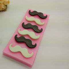 RKPM HOMES Mustache 6 Cavity Cake Fondant Mold, Moustache Silcone Mould Cooking Baking Tools,Sugar Bow Craft Cupcake Pastry DIY Decorating Birthday Baby Shower Little Man Party Supplies