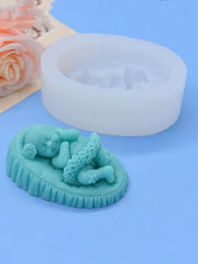 RKPM HOMES Sleeping Baby with a Pillow Design Fondant Mold I 3D Newborn Christening Silicone Mould I for DIY Handmade Cake Décor Polymer Clay Candy Cookies Muffin Soap Resin Wax Candle Making (C)