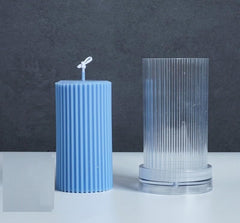 RKPM HOMES Polo Striped Pillar Candle Mold I Long Rod Cylinder Acrylic Candlestick Wax Mould I for DIY Handmade Cake Décor, Aromatherapy, Candles Making Home Wedding Party Decoration (5 X 10 CM)