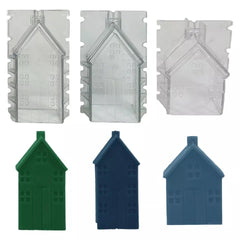 RKPM HOMES Candle Mould I 3D Fondant House Shape Polycarbonate Scented Mold I for DIY Handmade Cake Décor Aromatherapy Soap Candles Making Art Craft Home Wedding Dinner Party Decoration (C)