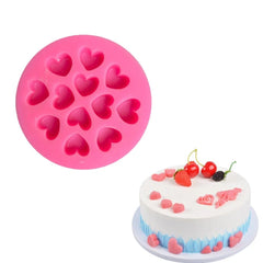 RKPM HOMES Round Fondant Mold I 3D Mini Love Heart Shape Silicone Baking Mould I for Handmade DIY Jelly Cakes Dessert Candy Chocolate Pastry Polymer Soap Resin Candle Muffin Cupcake Décor – 12 Cavity