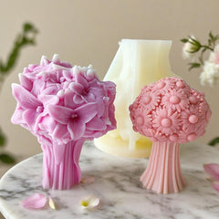 RKPM HOMES Flower Bouquet Candle Mold I 3D Lily Basket Pillar Silicone Epoxy Mould I Special for Valentine's Day I for DIY Handmade Ornament Aromatherapy Soap Resin Art Craft Making Home Party Décor
