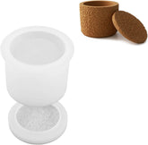 RKPM HOMES Round Candle Holders Resin Mold I Concrete Nature Rough Texture Silicone Casting Mould with Lid I for DIY Handmade Art Crafts Jewelry Storage Box Trinket Container Home Décor (Short)