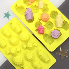 RKPM HOMES Chocolate Mould I 3D Fondant Ice Cream Cakes Sweets Shape Silicone Mold Tray I for Handmade DIY Candy Jelly Gummy Muffin Cookies Cupcake Soap Ice Cube Cake Decoration Tools – 12 Cavity