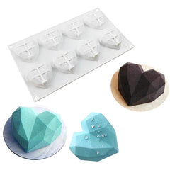 RKPM HOMES Pinata Diamond Heart Shape Chocolate Mould | 3D DIY Fondant Silicone Candy Mold | Baking Tools for Cake Chocolate Candy Ice Jelly Soap | Cake Baking Moulds | Multicolor - 8 Cavity