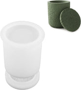 RKPM HOMES Round Candle Holders Resin Mold I Concrete Nature Rough Texture Silicone Casting Mould with Lid I for DIY Handmade Art Crafts Jewelry Storage Box Trinket Container Home Décor (Long)