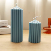 RKPM HOMES Strip Column Candle Mold I 3D Cylindrical Round Ribbed Geometric Pillar Acrylic Candlestick Wax & Beeswax Mould I for DIY Handmade Cake Décor Aromatherapy Candles Making Home Decoration (7X13 cm)