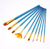 RKPM HOMES Painting Brush Set of 10 Nylon Bristles Wood Handles 10 Brushes Kit, Easy to Blend Colors, Perfect for Kids, Adults and Beginner Artists by Smart Color Art (Blue)