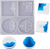 RKPM HOMES Coaster Molds I Silicone Irregular Multilayer Ocean Terraced Landscape UV Epoxy Resin Casting Tray I for DIY Cups Mats Art Crafts Jewelry Storage Box Ring Trinket Container Home Decoration