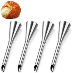 RKPM HOMES Cream Icing Piping Nozzle Tip | Stainless Steel Nozzle Tips | for Pasty, Puff, Cream Roll, Dessert, Doughnut, Cupcake | Fondant Cake Decorating Long Bakeware Tip | Pastry Tools - 4 Pcs