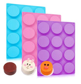 RKPM HOMES Soap Molds I 3D Fondant Flat Round Shape Silicone Mould I Cylinder Handmade Sharp Soap Making Forms I for Bath Bombs Cake Baking Candle Tray – Set of 1 (12 Cavity Cylinder Silicone Mold 1)