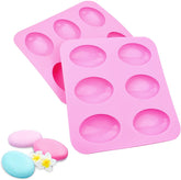 RKPM HOMES Soaps Molds | Silicone Oval Shape Mould | Handmade Sharp Edges Soap Making Forms | 3D Moulds for Cake Chocolate Candy Ice Jelly Brownie Dessert | Multicolor - 6 Cavity