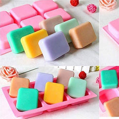 RKPM HOMES Soaps Molds | Silicone Square Shape Mould | Handmade Sharp Edges Soap Making Forms | 3D Moulds for Cake Chocolate Candy Ice Jelly Brownie Dessert | Pink - 6 Cavity