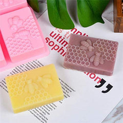 RKPM HOMES 6 Cavities Silicone Soap Molds, Homemade Soap Making Chocolate Baking Molds (6 Cavity Honey BeeRectangle Shape Mold)