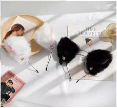 RKPM HOMES Hair Band | Handmade Fox Wolf Furry Cat Ears Headwear | Hair Hoop Clips | Halloween Cosplay Costume Party Headpiece | Hair Accessories for Women Girls Adult Kids (Black)
