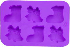 RKPM HOMES 6 Cavities Silicone Soap Molds, Homemade Soap Making Chocolate Baking Molds (6 Piece Christmas Shoe Bell Mold)