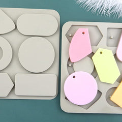 RKPM HOMES Aromatherapy Wax Mold | 6 Different Shape Fondant Silicone Mould with Hanging Hole | Dried Flowers Resin Soap Clay Craft Jewelry Making Moulds DIY Pendant Bookmark Necklace | Grey - 6 cavity