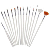 RKPM HOMES UV Gel Acrylic Nail Painting Brushes/Drawing Pen/Nail Art Design Painting Tool Pen Polish Nail Brush Set Of - 15 Pieces - White