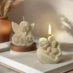 RKPM HOMES Baby Angel Candle Mold I 3D Fondant Shell Angels Shape Silicone Scented Epoxy Mould I for DIY Handmade Ornament Cake Décor Aromatherapy Soap Plaster Resin Art Craft Making Home Decoration (A)