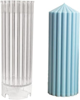 RKPM HOMES Strip Column Candle Mold I 3D Cylindrical Round Ribbed Geometric Pillar Acrylic Candlestick Wax & Beeswax Mould I for DIY Handmade Cake Décor Aromatherapy Candles Making Home Decoration (7X20.8 cm)