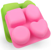 RKPM HOMES Soaps Molds | Silicone Oval Square Heart and Round Shape Mould | Handmade Sharp Edges Soap Making Forms | 3D Moulds for Cake Chocolate Candy Ice Jelly Brownie Dessert - 4 Cavity