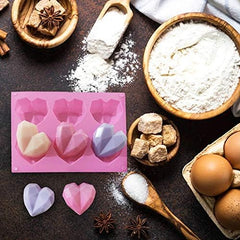 RKPM HOMES Diamond Heart Shape Chocolate Fondant Mould I 3D Love Silicone Baking Mold Tray I for Handmade DIY Jelly Cakes Dessert Candy Pastry Polymer Clay Muffin Cupcake Decoration Tools - 6 Cavity