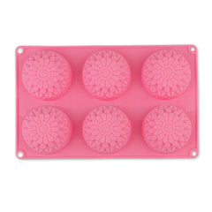 RKPM HOMES Sunflower Shape Chocolate Mould | 3D DIY Fondant Silicone Mousse Candy Mold | for Cake Chocolate Candy Ice Jelly Soap | Cake Baking Moulds | Bakeware Molds | Multicolor - 6 Cavity