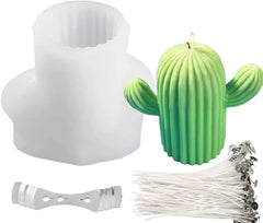 RKPM HOMES Candle Molds with 50 Candle Wicks I Cactus Shape Fondant Silicone Wax Mould I Succulent Mold I Clay Craft Mould for DIY, Handmade Soap, Bar Wax Casting, Cake Decorating (Large)