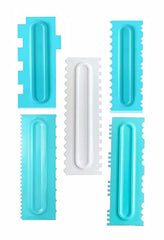 RKPM HOMES Plastic Saw Tooth Cake Scraper Set, Decorating Comb & Icing Smoother Tool Scraper, DIY Icing Decorating Spatula Decorating Mousse Butter Cream (Blue Scraper 5 Pcs)
