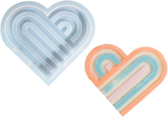 RKPM HOMES Arch Rainbow Candle Molds I 3D Geometric Heart Shape Striped Silicone Lines Plaster Epoxy Mould I for DIY Handmade Aromatherapy Ornament Gypsum Soap Cake Décor, Resin Art Craft Making