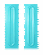 RKPM HOMES Plastic Saw Tooth Cake Scraper Set, Decorating Comb & Icing Smoother Tool Scraper, DIY Icing Decorating Spatula Decorating Mousse Butter Cream (Blue Scraper 2 Pcs)