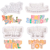 RKPM HOMES Happy Birthday Boy Girl Cake Mold | Silicone Fondant 3D Mold | Baking Tools for Cake Chocolate Candy Ice Jelly Soap Pudding | Cake Baking Moulds | Bakeware Molds | Multicolor – Pack of 4