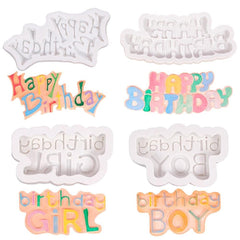 RKPM HOMES Happy Birthday Boy Girl Cake Mold | Silicone Fondant 3D Mold | Baking Tools for Cake Chocolate Candy Ice Jelly Soap Pudding | Cake Baking Moulds | Bakeware Molds | Multicolor – Pack of 4
