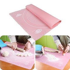 RKPM Silicone Pastry Mat with Measurements, Pastry Rolling Mat, Reusable Non-Stick Silicone Baking Mat Pink (Size 50X40 CM)