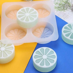 RKPM HOMES Lemon Slice Soap Mold I 3D Fondant Round Orange Silicone Plaster Epoxy Mold Tray I for DIY Handmade Lotion Bar Cake Chocolate Cupcake Candy Cookies Polymer Clay Resin Art Craft - 4 Cavity