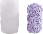 RKPM HOMES Rose Flower Candle Mold I 3D Rosette Cylindrical Pillar Silicone Epoxy Mould I for DIY Handmade Ornament Chocolate, Cake Décor, Aromatherapy, Soap, Resin Art Craft Making Home Decoration