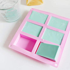 RKPM HOMES 6 Cavities 150 Grm DIY Handmade Soap Moulds - Cake Pan Molds for Baking, Biscuit Chocolate Mold, Silicone Soap Bar Mold for Homemade Craft, Ice Cube Tray - Pack of 1