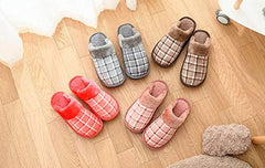 RKPM Unisex Rose Red Cotton Winter Corduroy Indoor and Outdoor Thick Bottom Non-Slip Warm and Comfortable Couple Home Slippers (40-41)