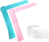 RKPM HOMES® Adjustable Cake Scraper Icing Smoother - Beginners Frosting Decorating Tools Supplies Set - with Plastic Pastry Comb Pcs for Edge Corner Design - Multi Color