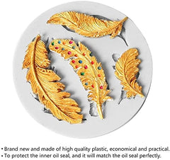 RKPM HOMES Feather Pattern Chocolate Mould | Silicone 3D Candy Mold | Baking Tools for Cake Chocolate Candy Ice Jelly Soap Pudding | Cake Baking Moulds | Bakeware Molds | White | 4 Cavity - 1 Pcs